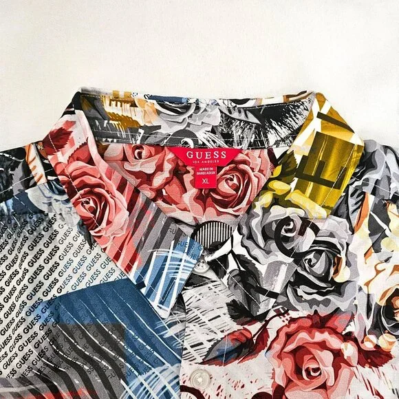 GUESS Men's Slim Fit Printed Short Sleeve MOMOKO Shirt Size XL NWT - Picture 6 of 13